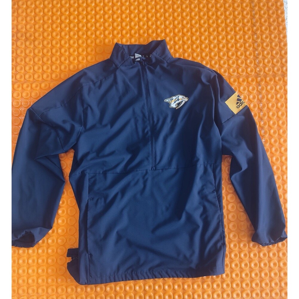 Adidas Nashville Predators Large Quarter Zip NHL Pullover Lightweight Jacket